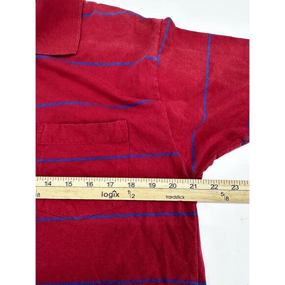 Claybrooke Classic Mens Polo Shirt Size XL Red Striped Short Sleeve Pocket - Picture 10 of 13